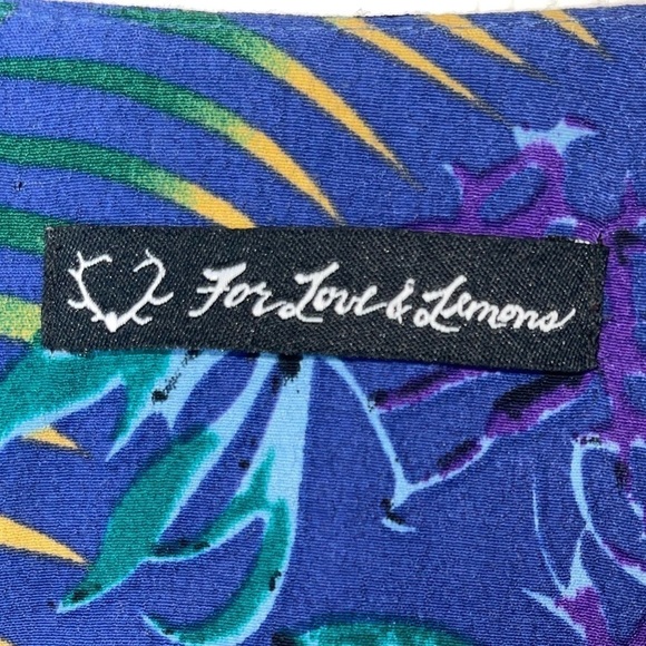 FOR LOVE & LEMONS Blue Tropical Print Racerback Open Back Maxi Dress XS - Picture 5 of 8